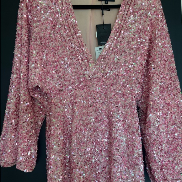 Retrofete Pink Aubrielle Sequin Plunge Dress S- new with tags - Picture 6 of 7